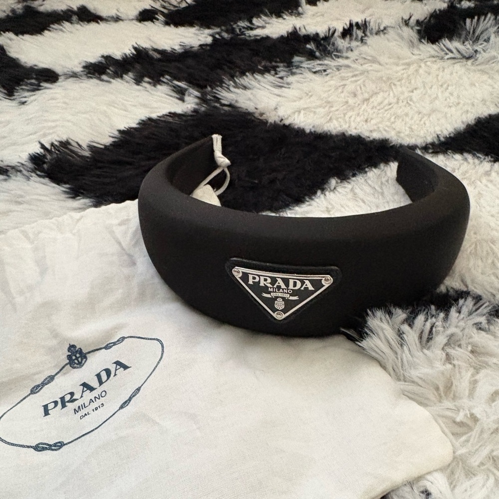 Prada Sleek Black Satin Headband